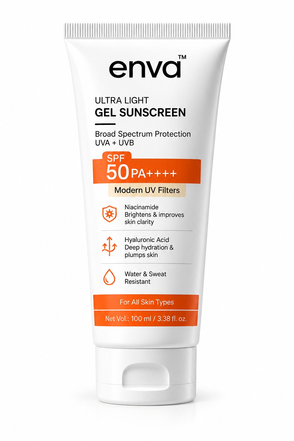 Enva Ultra Light Gel Sunscreen 100 ml tube